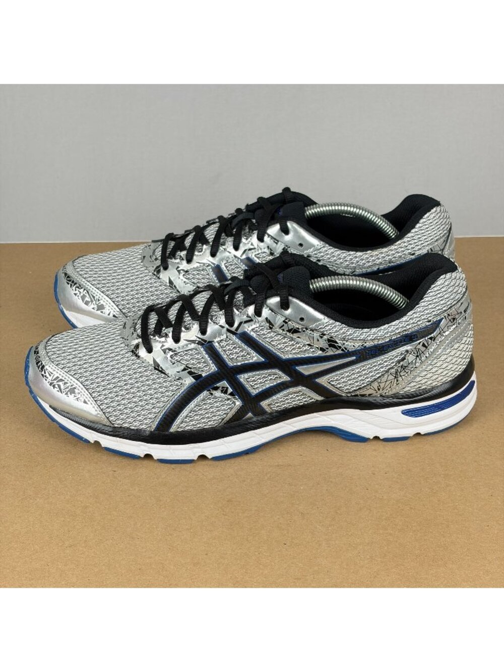 Asics Gel Excite 4 Athletic Running Shoes Mens 11.5 Silver Black Blue Low Top